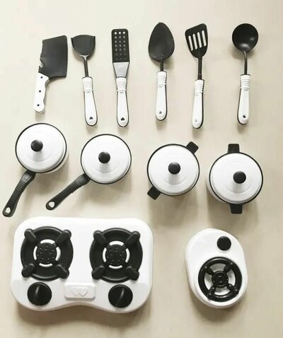 12 Pieces and Removable Lids Cooking Kids Kitchen Set Cooker Set  #
